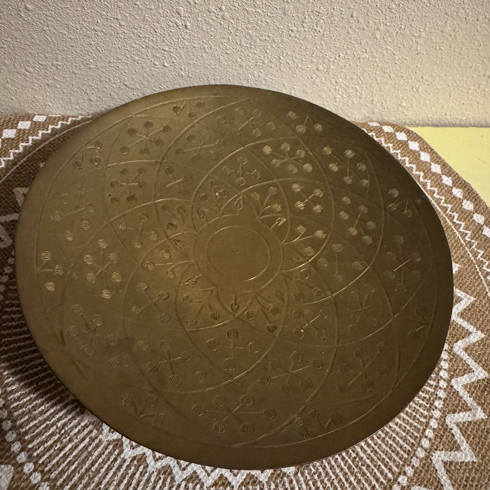 VTG Mid Century Decorative Brass Made in India footed tray
